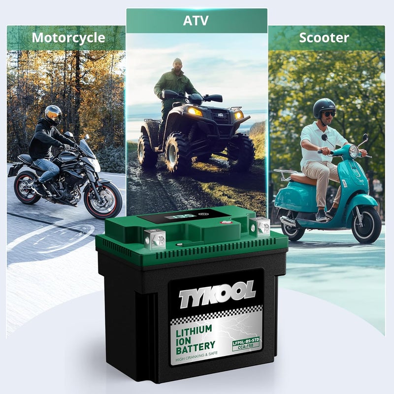 TYKOOL YTX5L-BS YTZ7S 2X Cranking Amps 150A, Lithium LiFePO4 Motorcycle Battery,12.8V 3Ah, Digital Readout, Fits for ATV, Moped - Image 5
